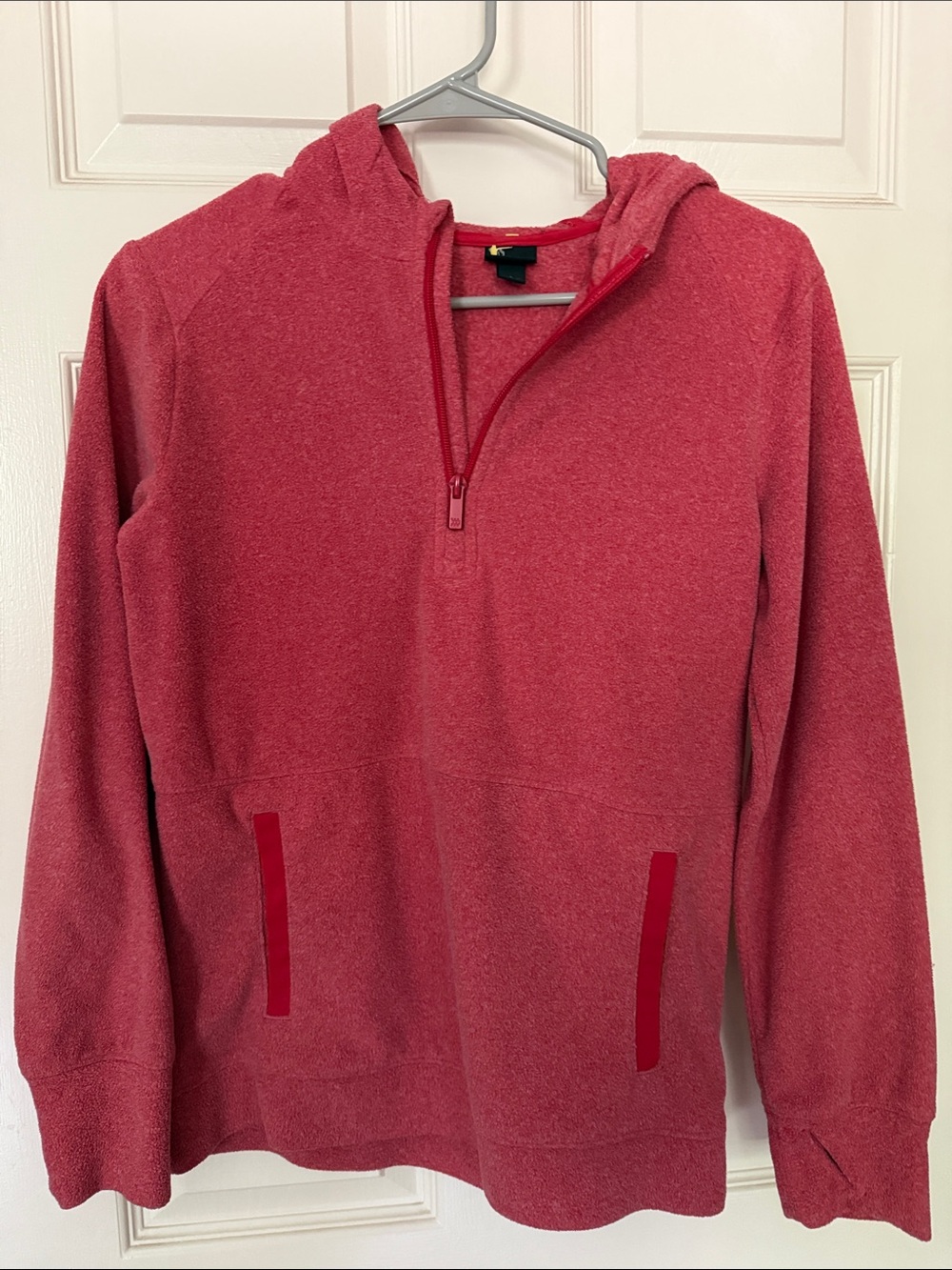 Kids Hooded Half-Zip Fleece Pullover - Red